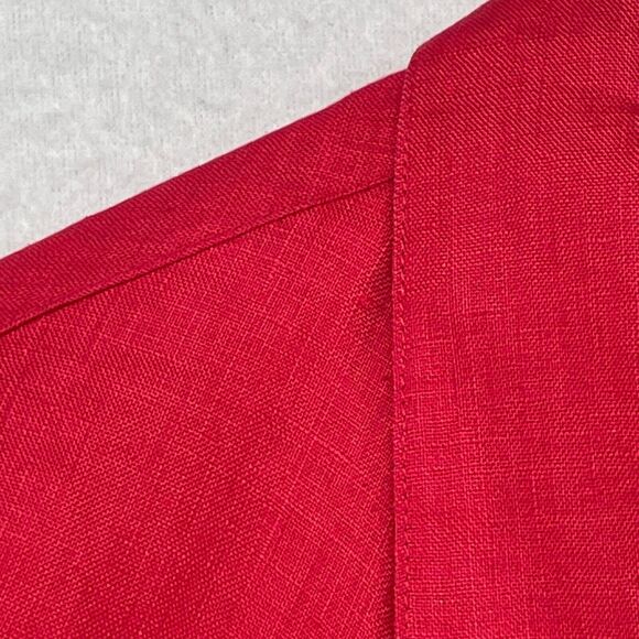 REGINA PORTER Top Women 18 Linen Button Front Collared Short Sleeve Red VTG - Picture 11 of 15